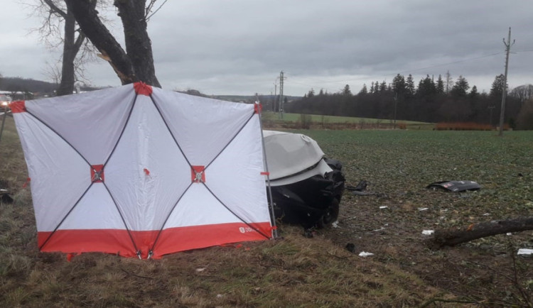 Řidič osobního auta zemřel po nárazu do stromu, kriminalisté nařídili u padesátiletého muže soudní pitvu