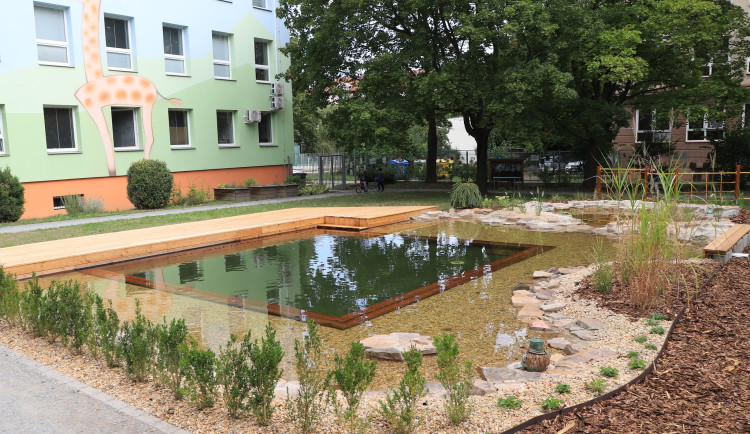 V létě koupání a v zimě klouzání. Děti z mateřinky v Ruské ulici mají k dispozici vlastní unikátní biotop