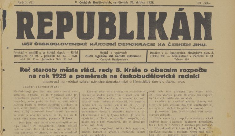 České Budějovice před sto lety čelily finančním výzvám. Jaký byl městský rozpočet?