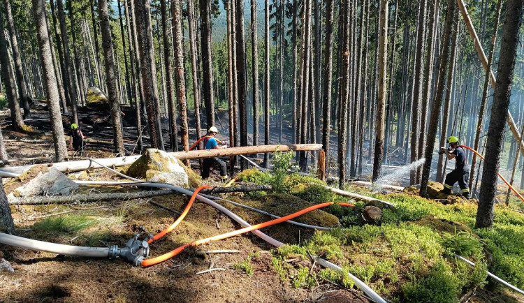 U Stožce na Prachaticku dnes hořel les, místo přes noc hlídá Národní park Šumava