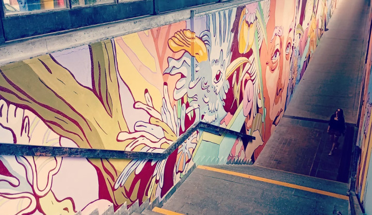 Francouzský malíř mění tvář podchodu v Olomouci. Omšelé zdi zkrášlí pestré motivy s místní symbolikou