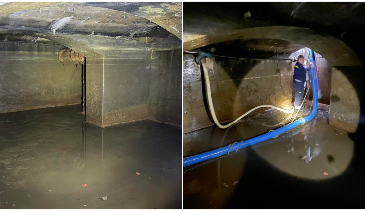 Hasiči čerpali vodu z útrob pod kašnou na historickém náměstí, použili 240 metrů hadic