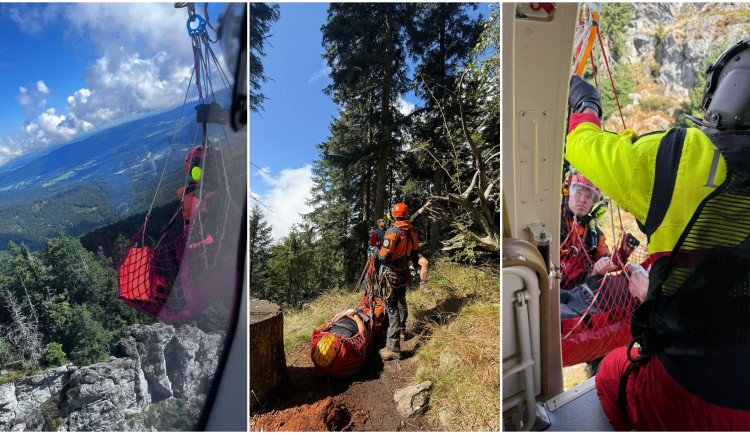 Turista se zřítil při výstupu na šumavský Ostrý. Záchrana přišla z vrtulníku
