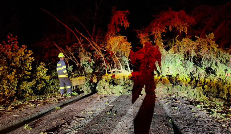 Větrná smršť sevřela Olomoucko a Šumpersko, hasiči s pohromou bojovali celou noc