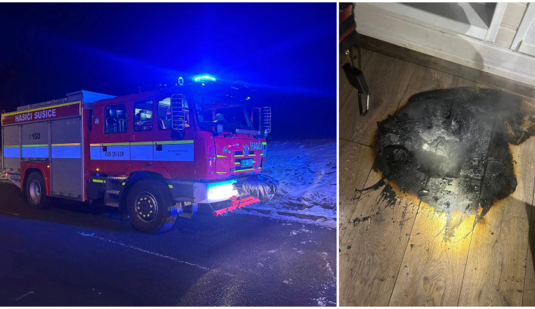 Dva dospělí a dvě děti se nadýchali kouře při požáru mobilheimu