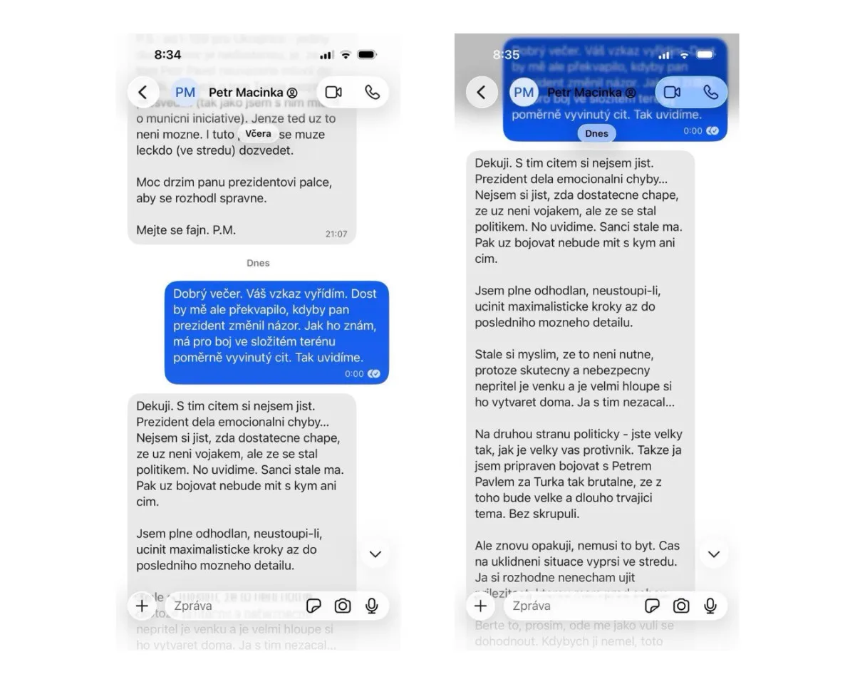 Macinkovy textovky pro kancelář prezidenta už řeší policie