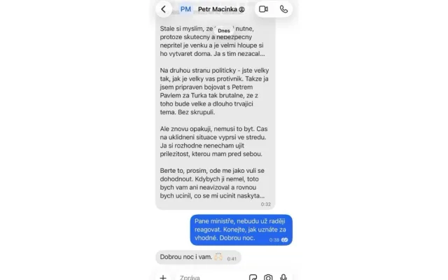 Macinkovy textovky pro kancelář prezidenta už řeší policie