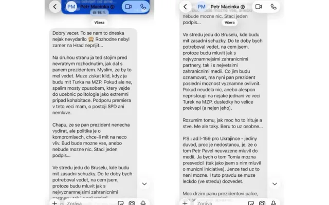 Macinkovy textovky pro kancelář prezidenta už řeší policie