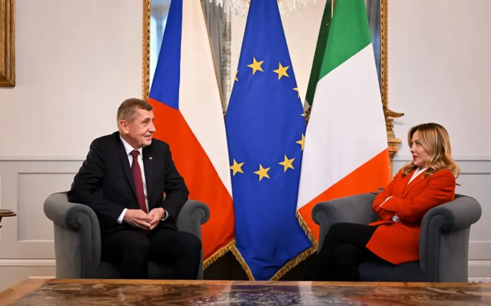 Babiš jednal v Římě s Meloniovou o konkurenceschopnosti a spolupráci